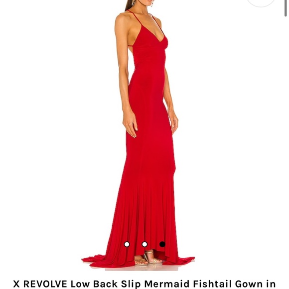 Low Back Red Fishtail Gown by Norma Kamali / Revolve - Picture 3 of 4